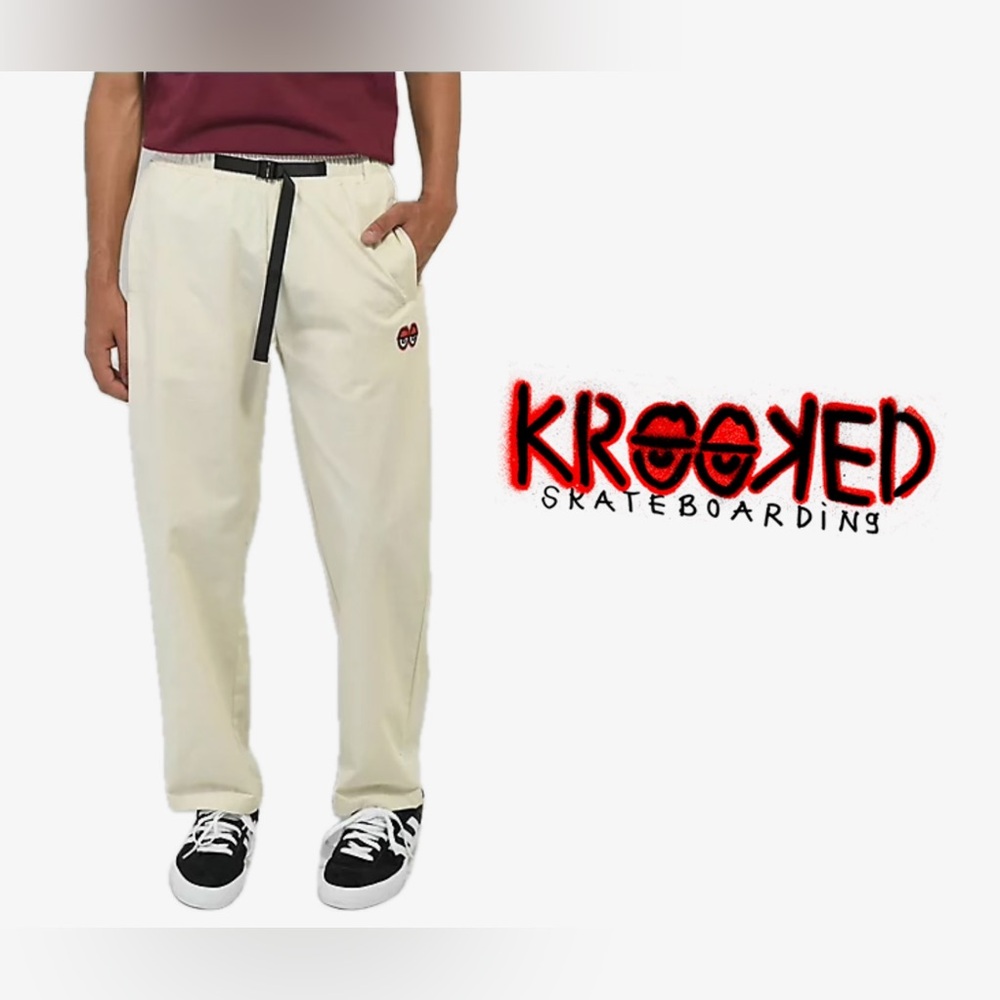 Krooked Skater Pants 100% Cotton Size M in Cream